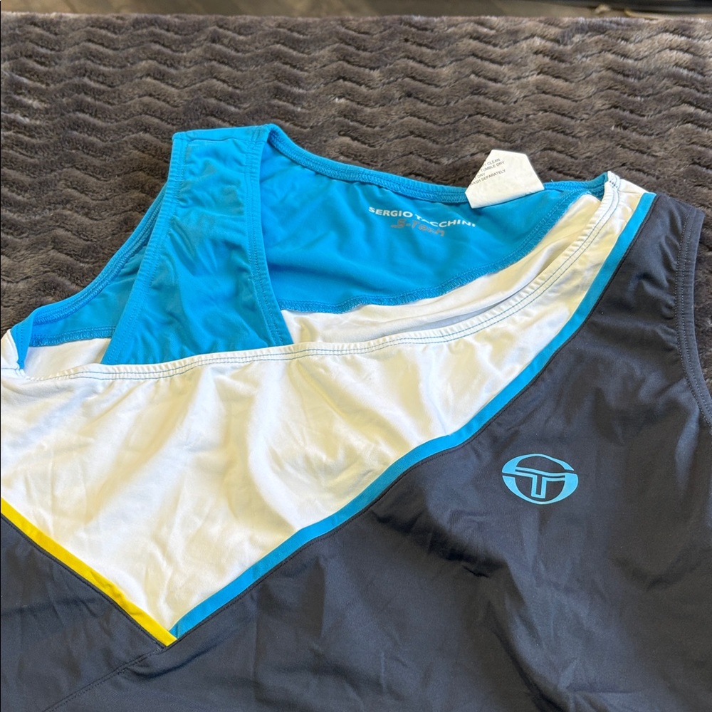 Sergio TACCHINI Blue and Gray Athletic Tank Top size medium 44 new with tags - Picture 3 of 11